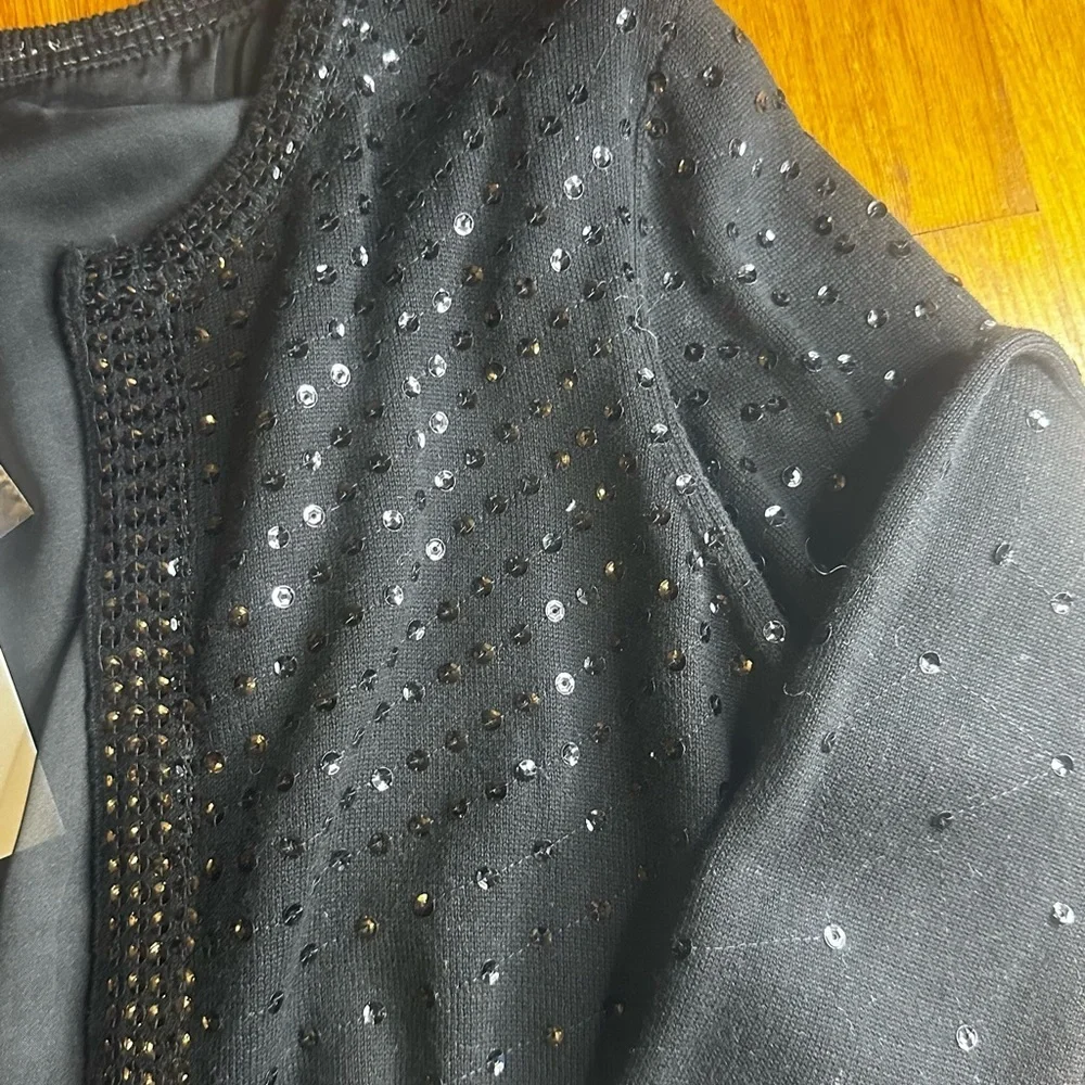 Joan Vass Black Sequin Sweater New with tags!